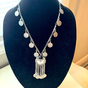 Silver costume jewelry boho necklace